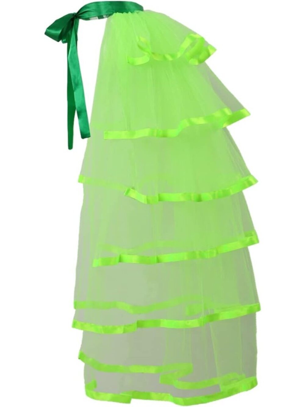 Women's Green Steampunk Bustle 6 Layered Tie On Belt Tulle Tutu Over Skirt